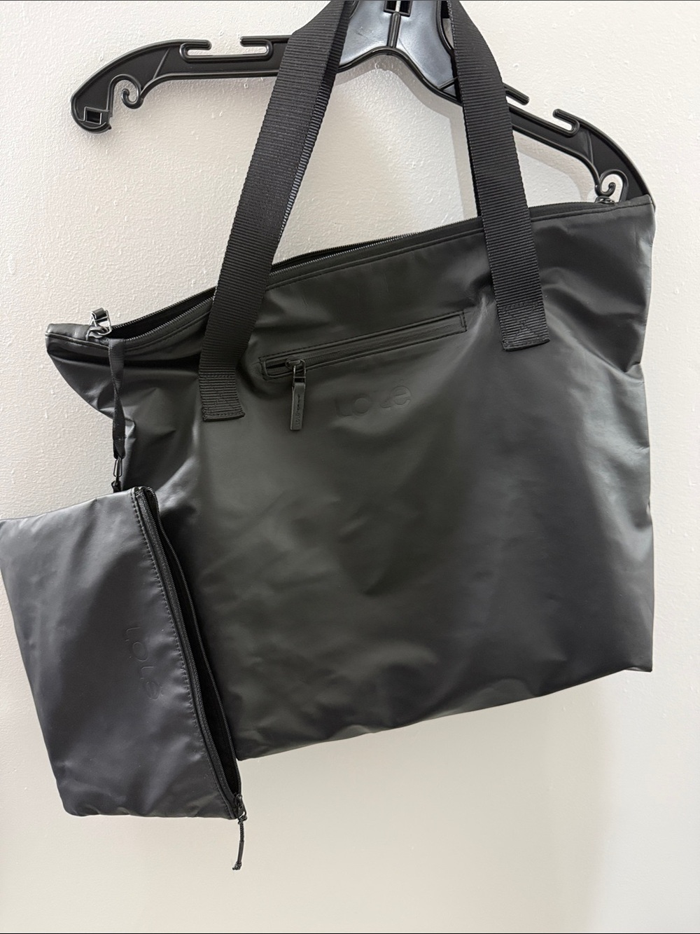 Lole Black Tote Bag with Matching Detachable Pouch Multipurpose Travel Gym